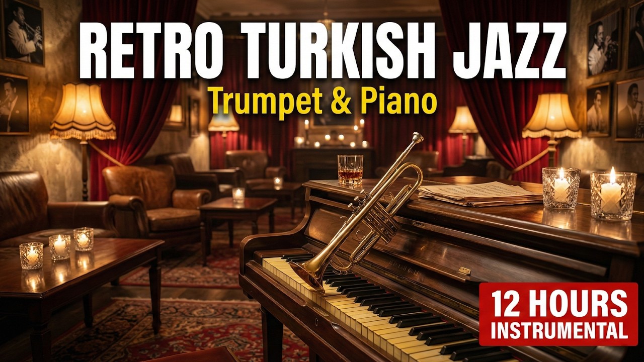 Retro Turkish Jazz | 12 Hours Trumpet & Piano Background Music for Vintage Lounges