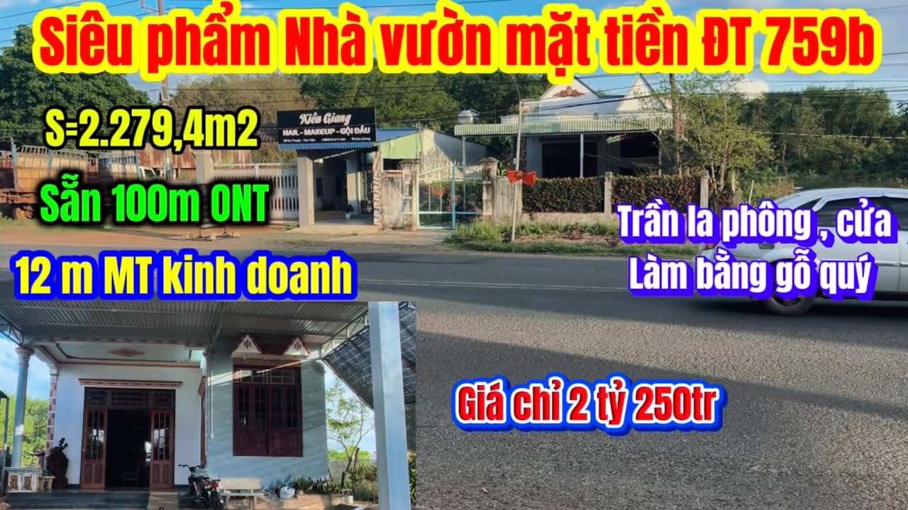 614🌹Siêu phẩm nhà vườn DT759B mặt tiền kinh doanh nội thất làm bằng gỗ quý 12x144=2.279,4m2