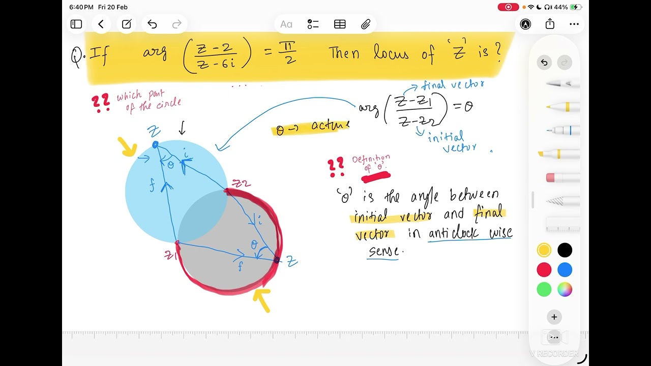Complex Numbers. Circle based Argument problems in different cases
