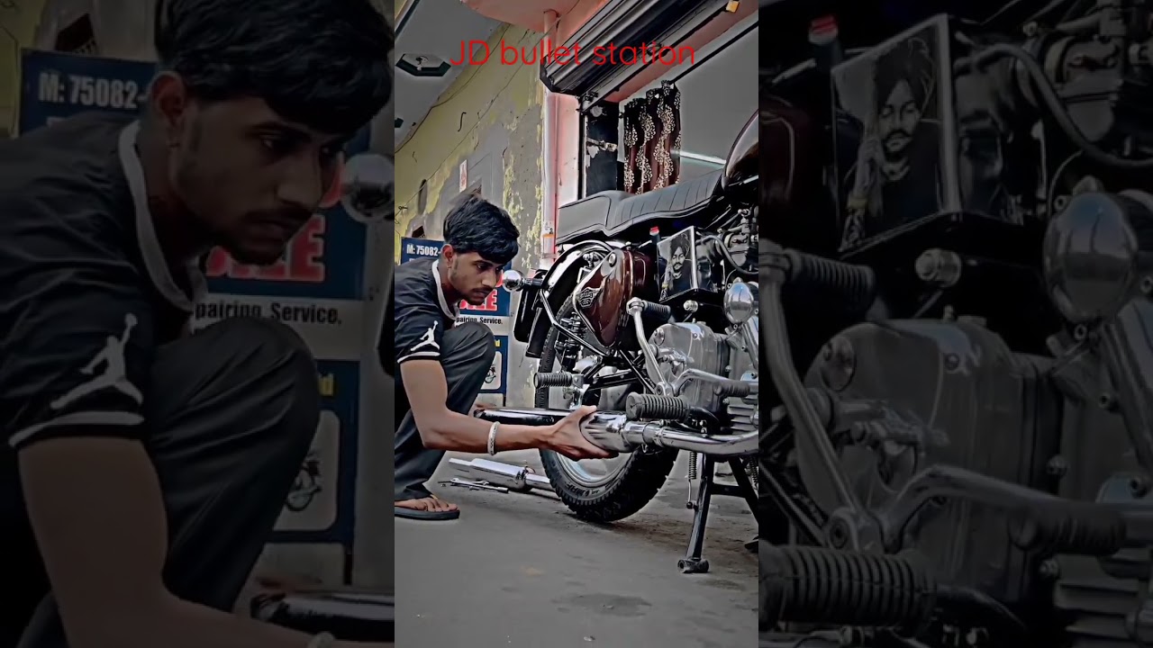 Royal Enfield old model bullet silencer fitting 🔥 ... #shorts #video #viral #royalenfield #vintage
