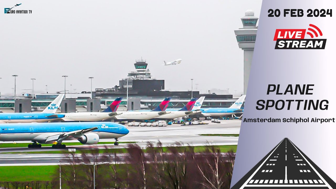 🔴 LIVE Windy Departures from Amsterdam Schiphol Airport | Plane Spotting | #wind