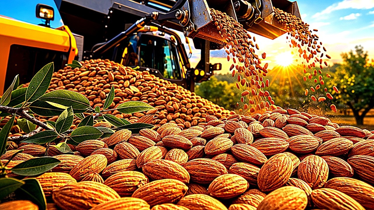 How Almonds Are Grown & Harvested🌰| You’ve NEVER Seen This Many Fresh Almonds Before! #AlmondHarvest