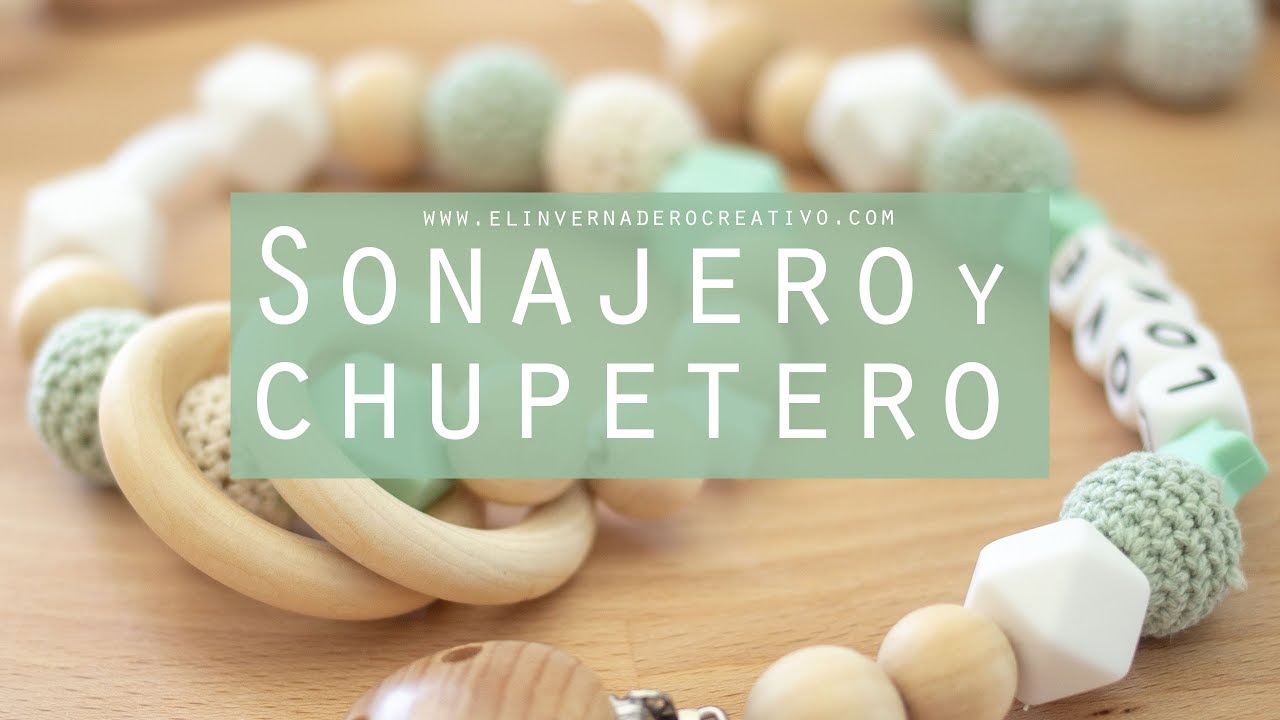 Sonajero/mordedor y chupetero DIY con cuentas de silicona y madera - DIY para bebés