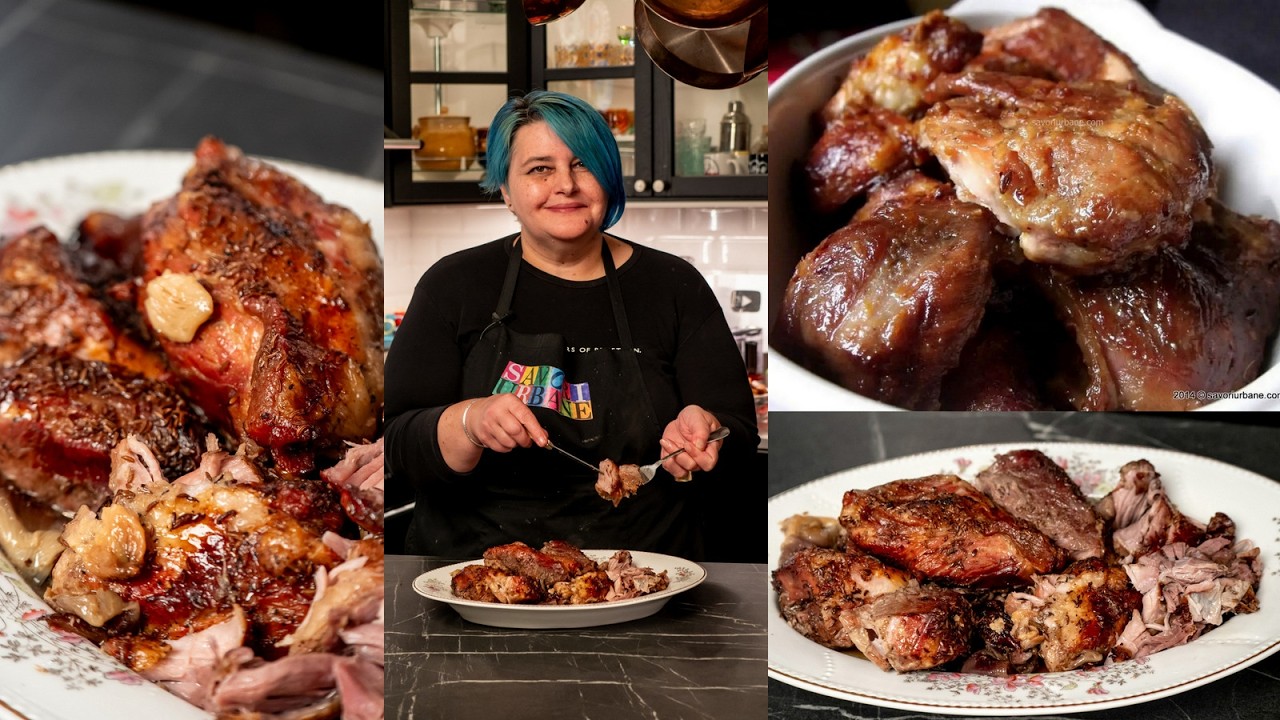 FRIPTURĂ ȚĂRĂNEASCĂ DE PORC (bucăți) la cuptor cu usturoi, untură - fragedă, suculentă Savori Urbane