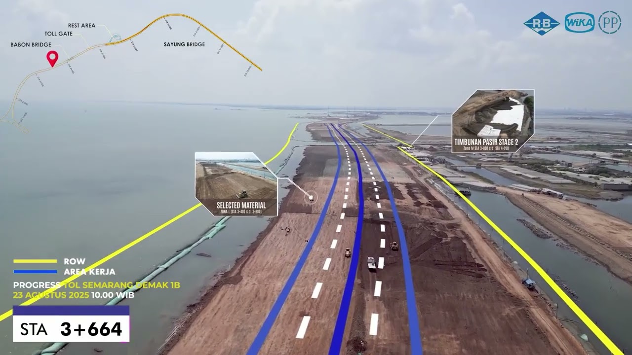 Official Drone Progress Jalan Tol Semarang Demak 1B periode 23 Agustus 2025