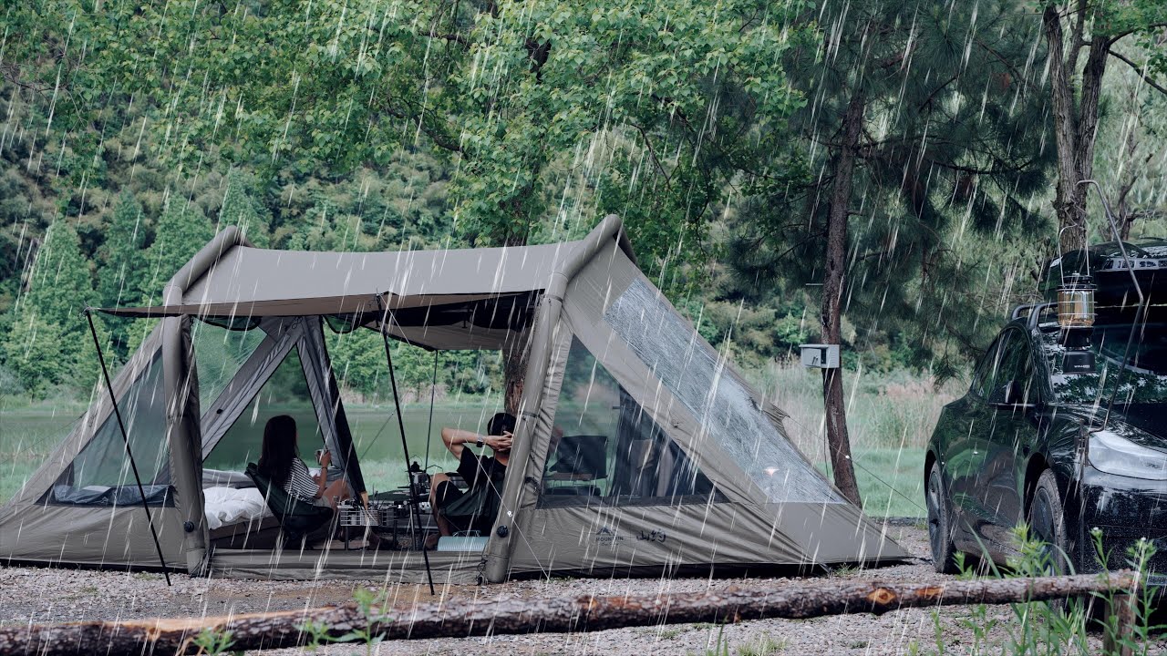 Immersive Rain Camping 🌧️ | Couple’s Cozy Two-Room Tent Setup⛺