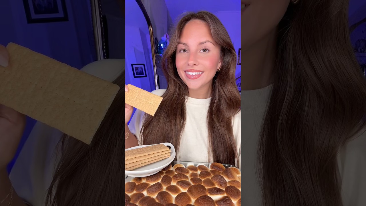 Smores dip mukbang🍫🔥⛺️#smoresdip #smores #mukbang #dessert #asmrfood