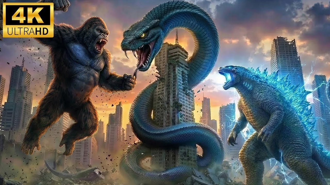 KING KONG & GODZILLA vs GIANT TITAN SNAKE 🐍🔥🦍 | When Two Kings Face the Ultimate Monster
