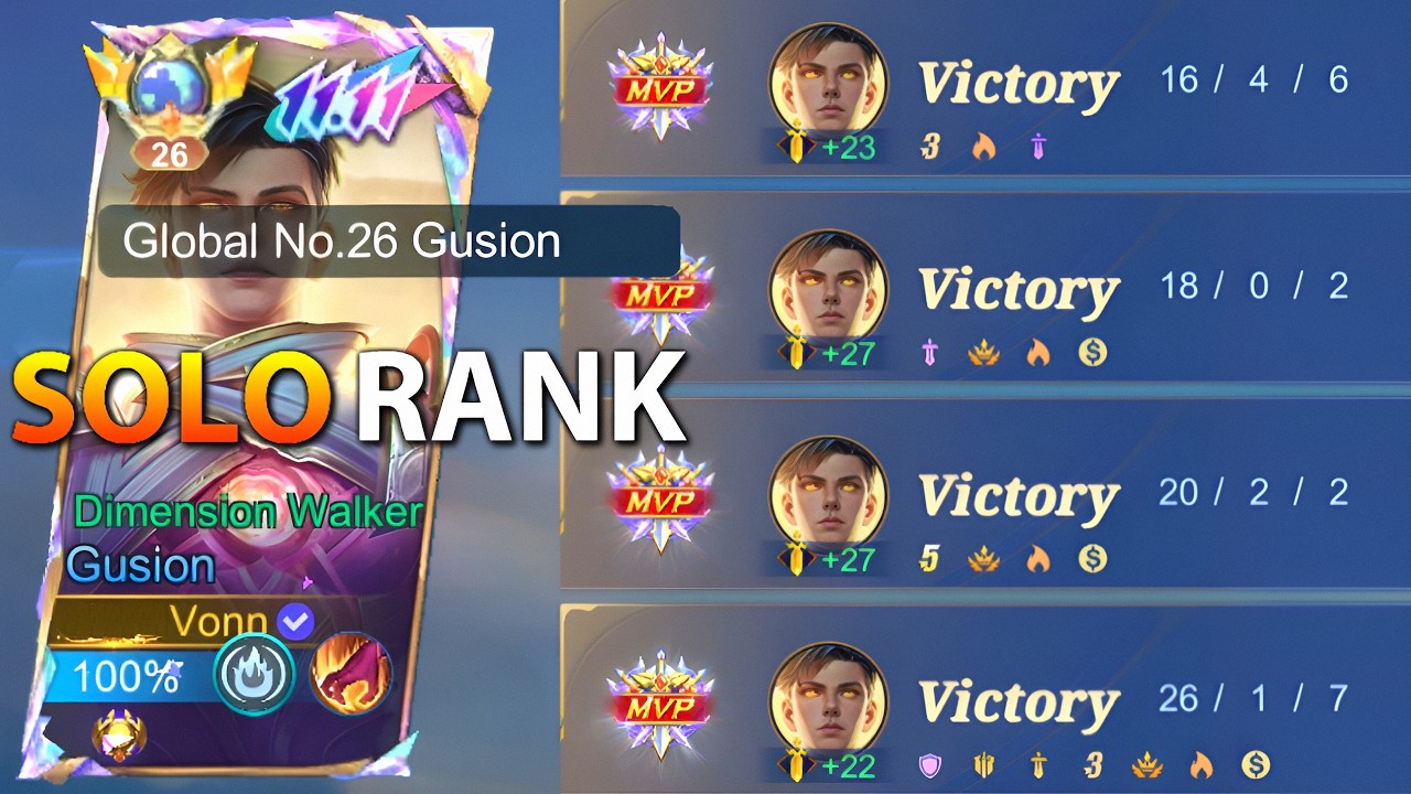 HOW TO WIN HARD SOLO RANK MATCHES USING GUSION?!! ( MUST WATCH💯 ) -MLBB