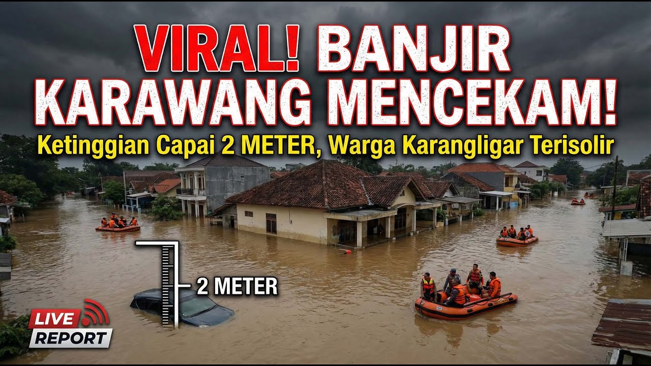 VIRAL! BANJIR KARAWANG MENCEKAM! Ketinggian Capai 2 METER, Warga Karangligar Terisolir