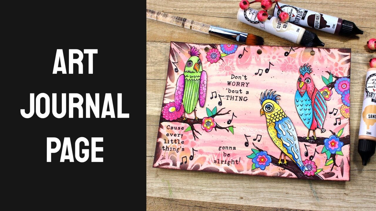 Art journal page with products from the Art by Marlene Signature Collection