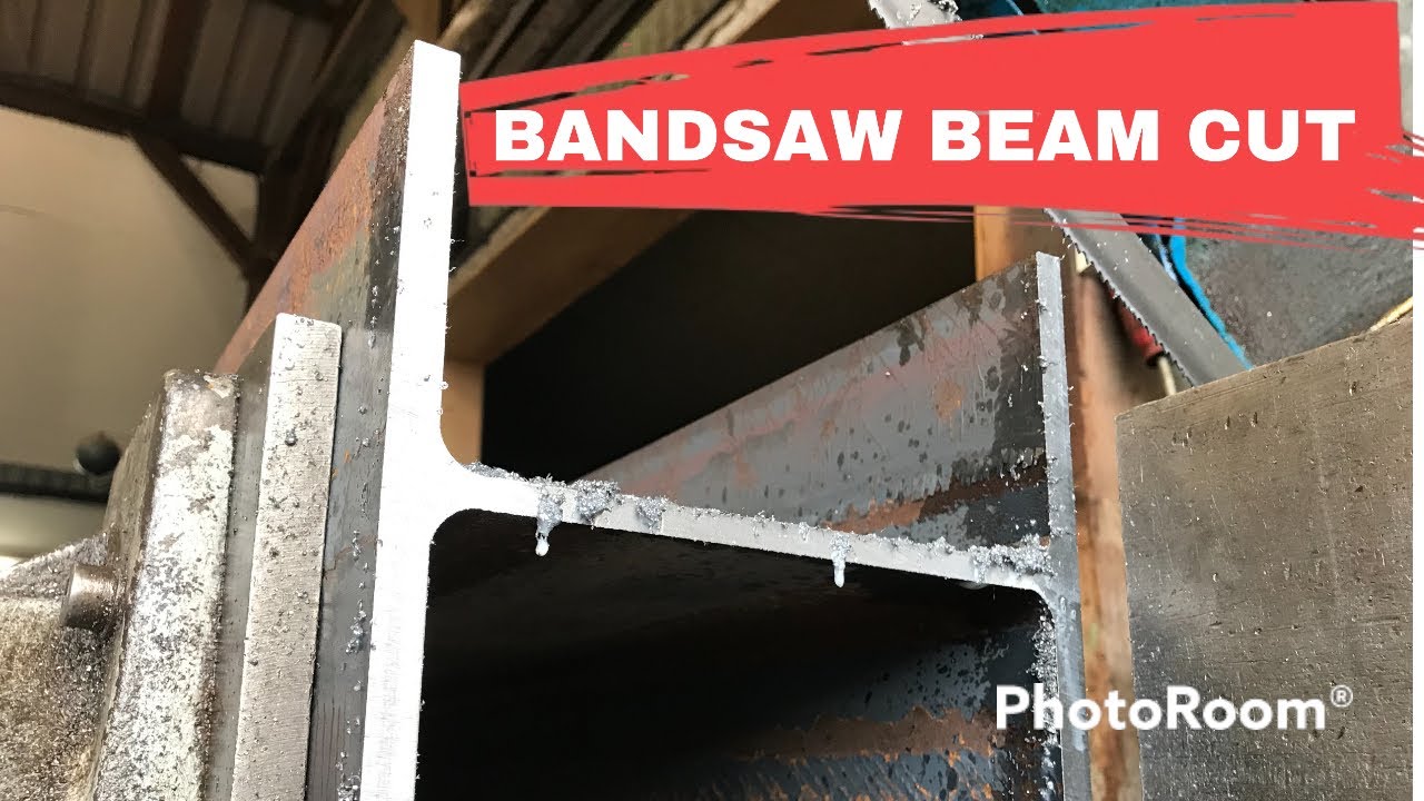 Steel beam (Rsj) bandsaw cut.