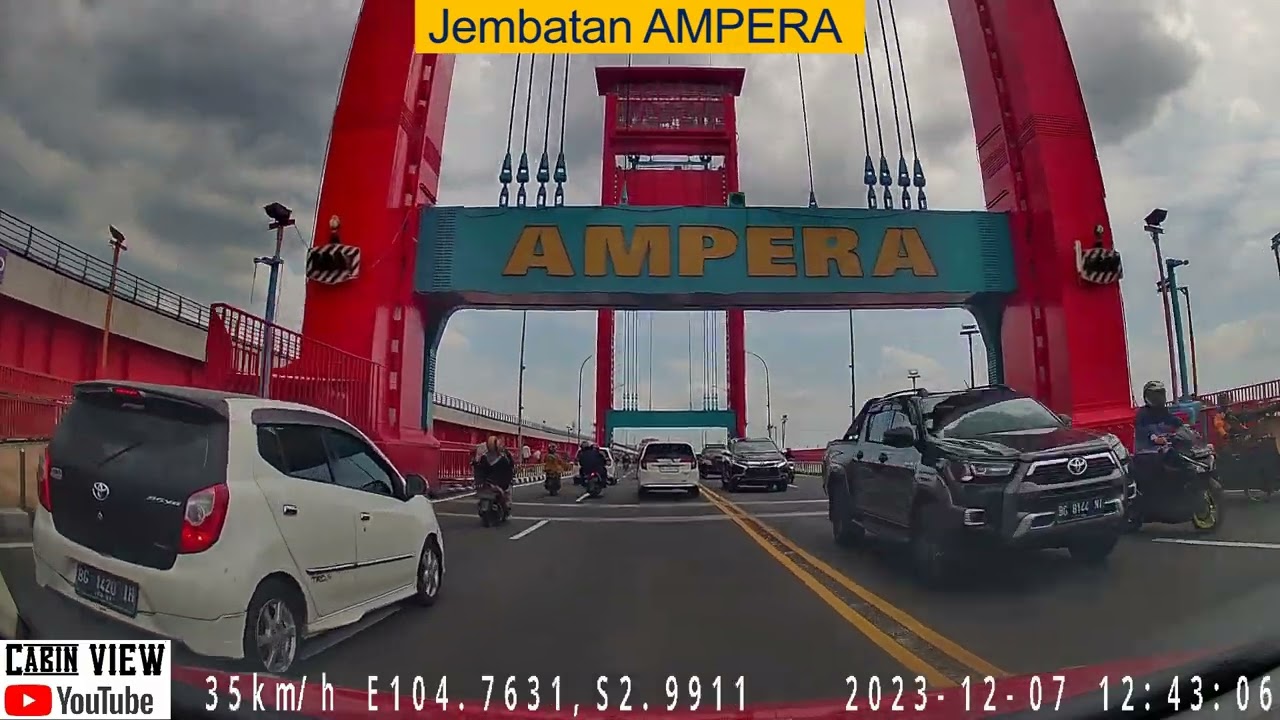 Cabin VIEW Melintasi Jembatan Ampera menuju Gerbang Tol Keramasan
