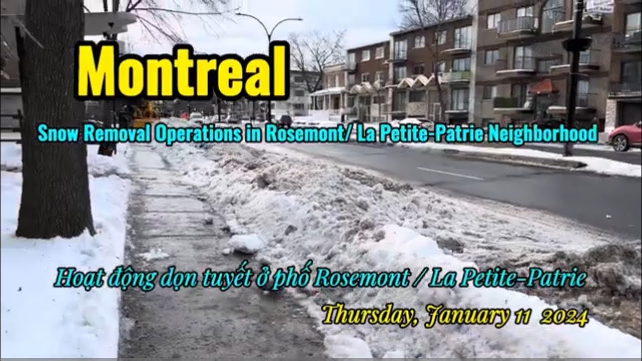 [4K]🇨🇦Montreal Snow Removal in Rosemont Neighborhood:-11° C | Hoạt động dọn tuyết | January 11,2024
