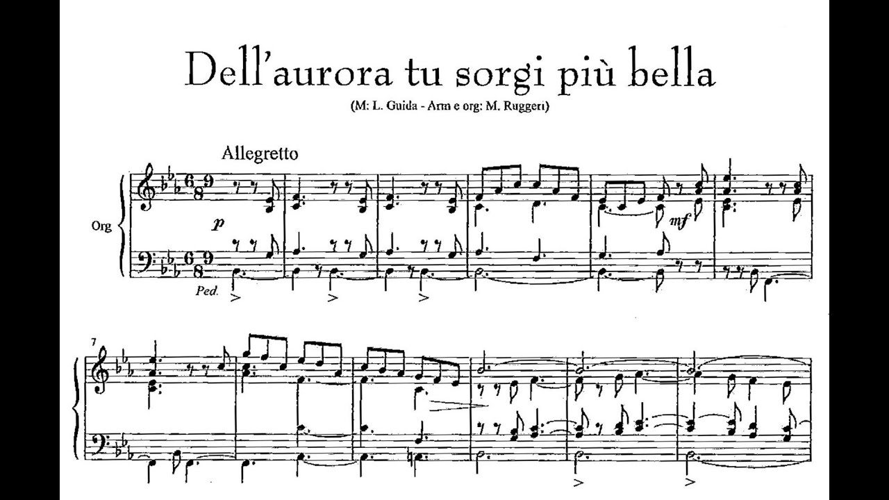 Guida, Luigi Giovanni  (1883 - 1951) Dell'Aurora tu Sorgi pi&ugrave; Bella (Arm. e Org. M. Ruggeri).
