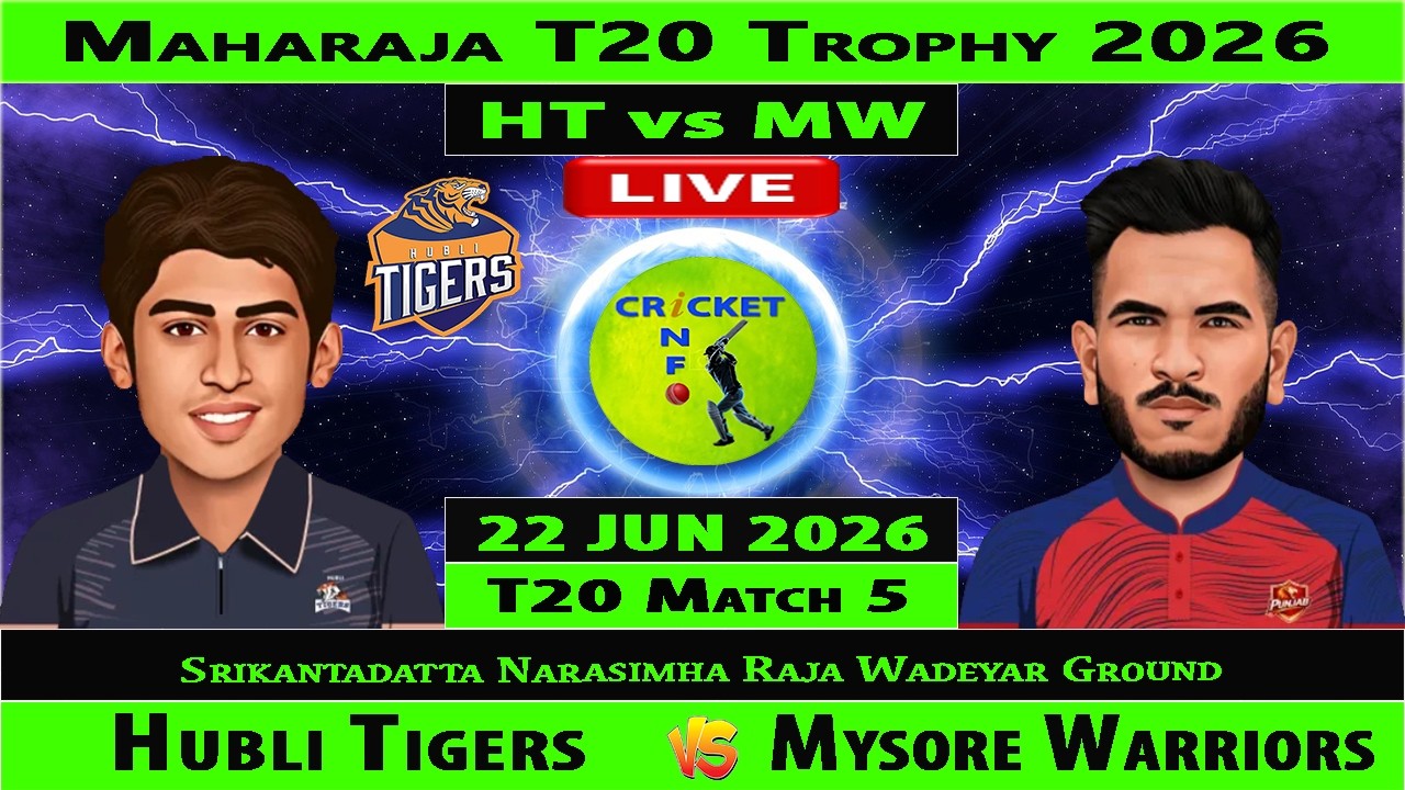Hubli Tigers vs Mysore Warriors | HT vs MW | 5th Match of Maharaja T20 Trophy 2026 | MW vs HT Live