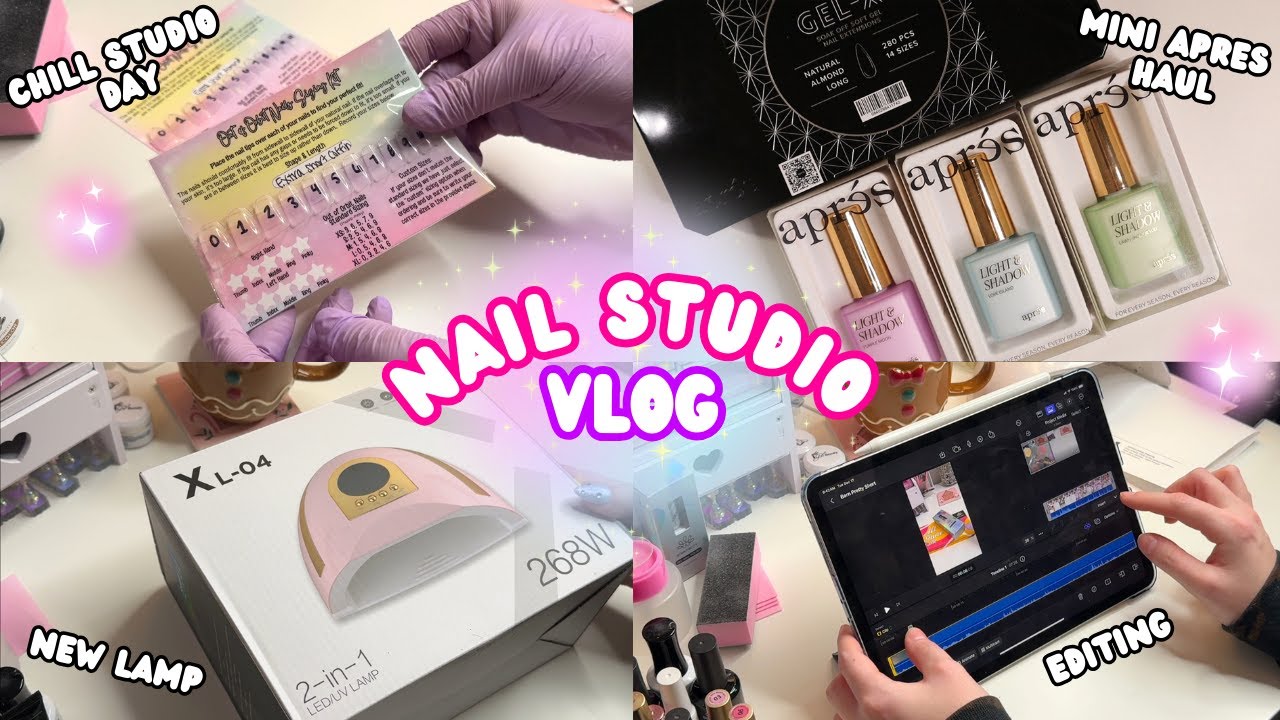 nail studio vlog | editing content + sizing kit orders + mini apres haul