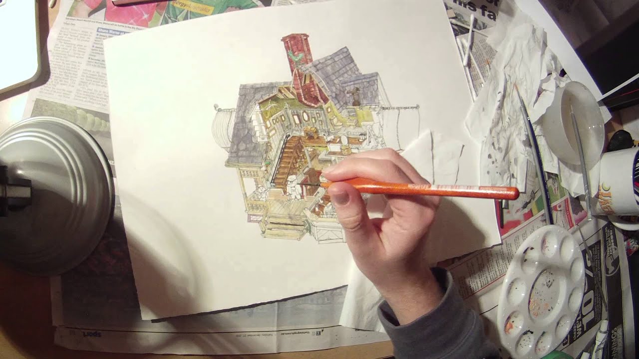 Pixar's 'Up' - Carl's House Cross-Section - Timelapse