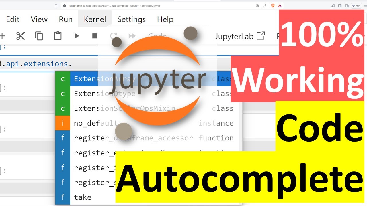 100% рабочий | Автодополнение кода в Jupyter Notebook без pip | Jupyter 7