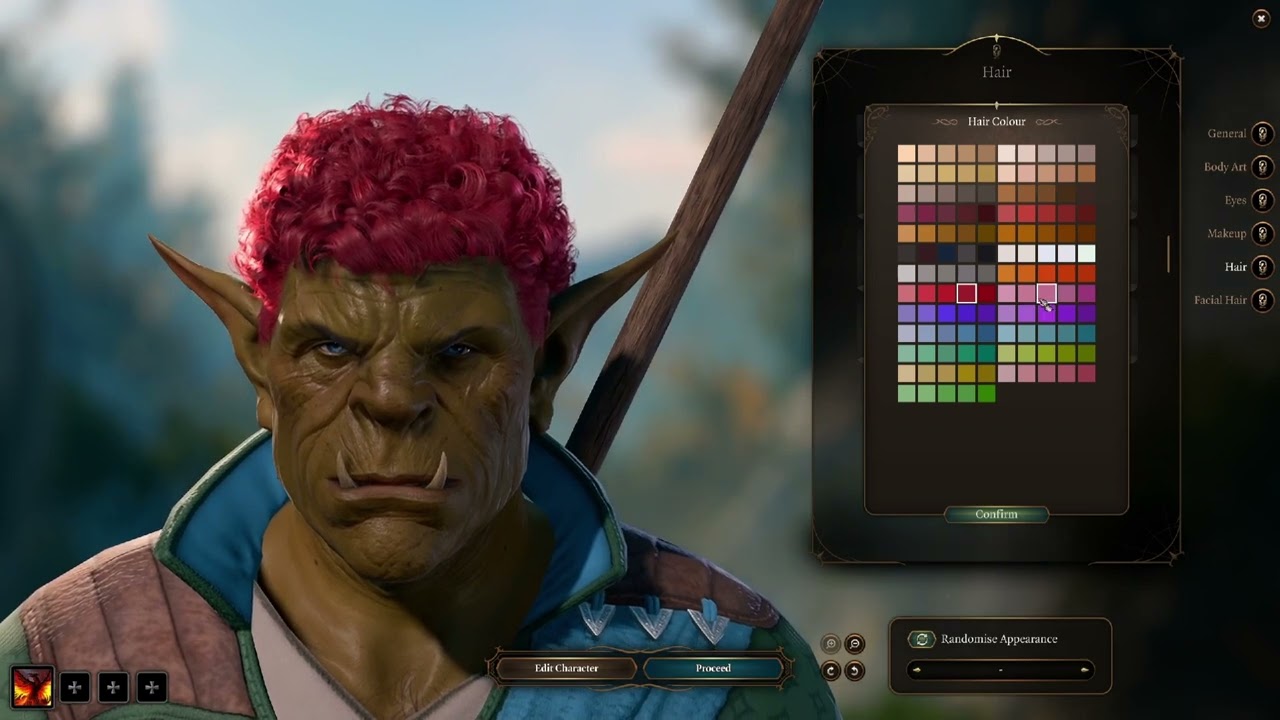 Baldur's gate 3 Male Half-Orc character creation - No mods