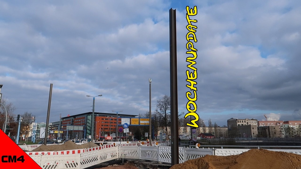 Neue Oberleitungsmasten am Falkeplatz ► Chemnitzer Modell Stufe 4 KW13/2026