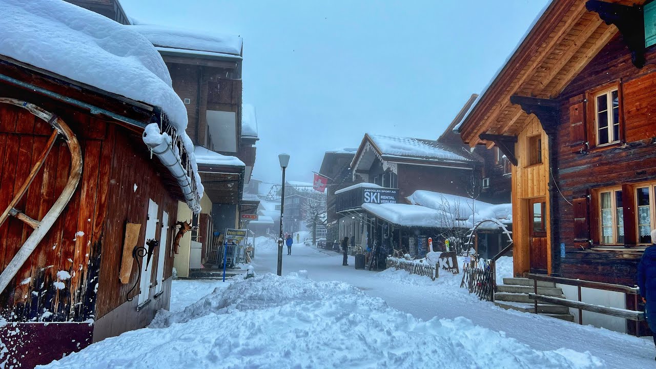 Snowy walk in Switzerland countryside -The most beautiful Swiss villages - Winter wonderland