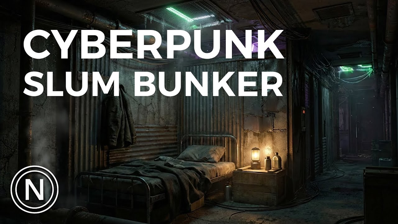 Cyberpunk Slum Bunker Atmosphere for Deep Sleep 10 Hours | 4K