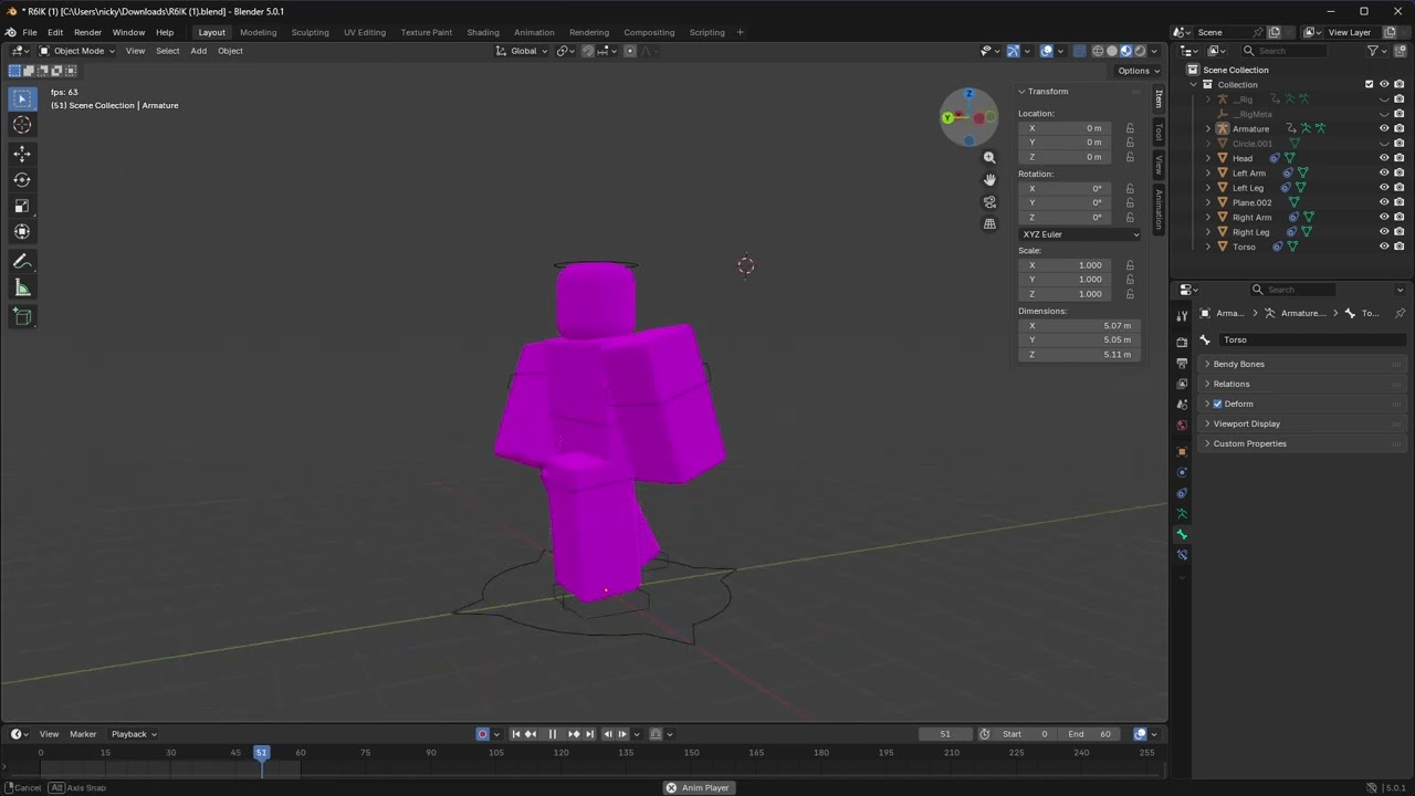 (basically) my first proper r6 walk anim in blender
