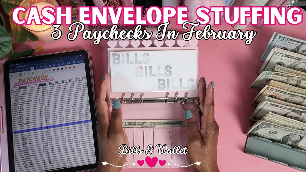 Cash Envelope Stuffing 3 Paychecks Towards Bills & Wallet | February 2026 #cashenvelopesystem #life