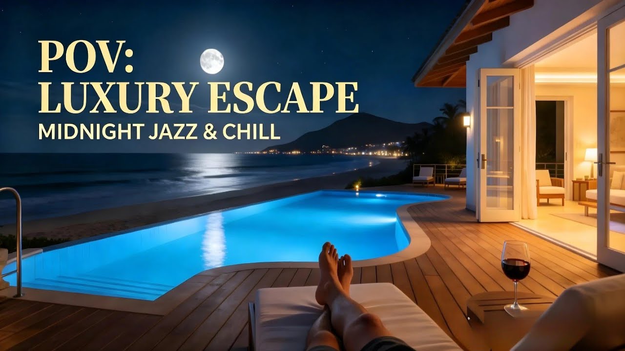 MIDNIGHT JAZZ AT LUXURY RESORT 🌃 Infinity Pool & Ocean View Ambience
