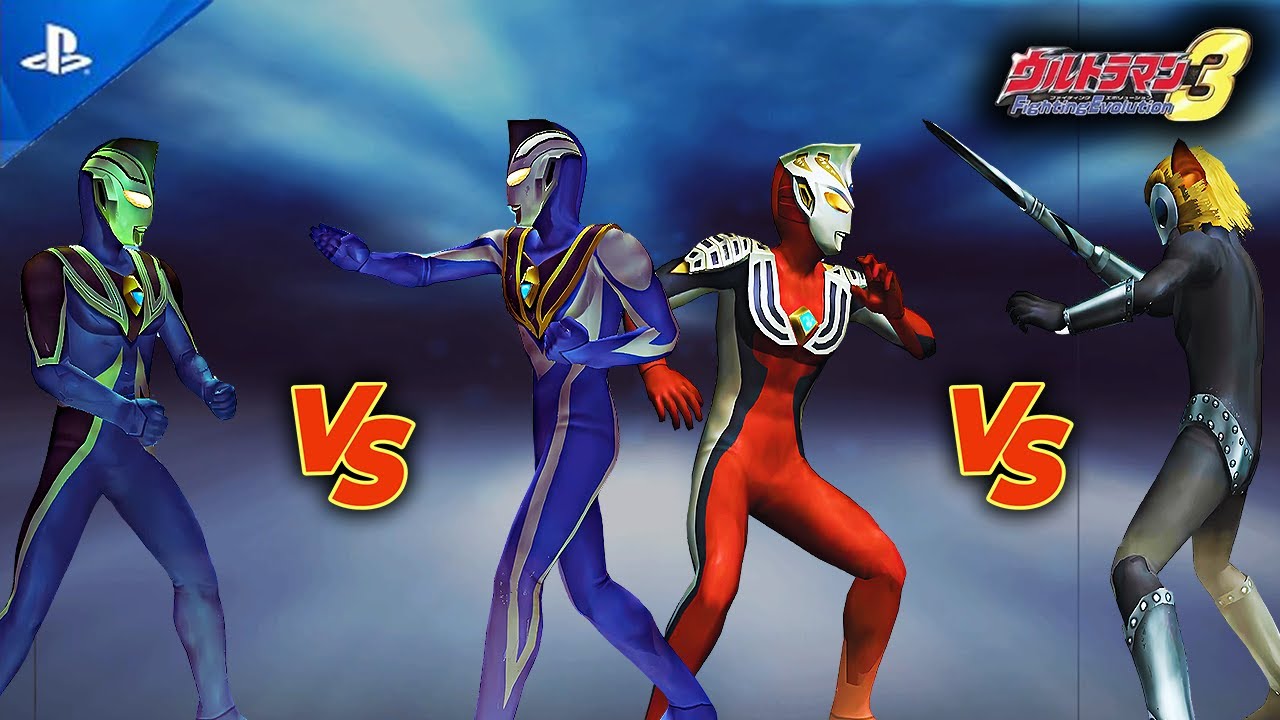 Agul V1 vs Agul V2 - Ultraman Justice vs Alien Magma - Request Battle  - Ultraman FE 3 - PS2