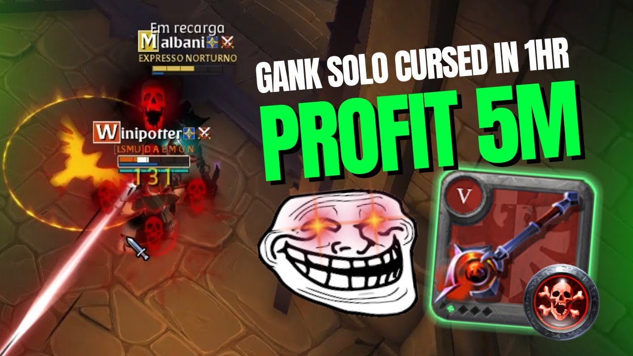 SOLO GANK/ Cajado Amaldiçoado 5M 1HR - Cursed Albion Online