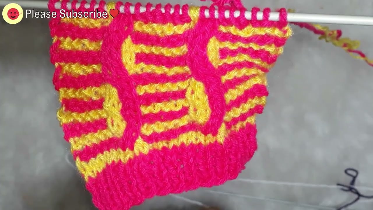 Pink and Yellow Sweater design / pattern for Beginners | @happywoolknit