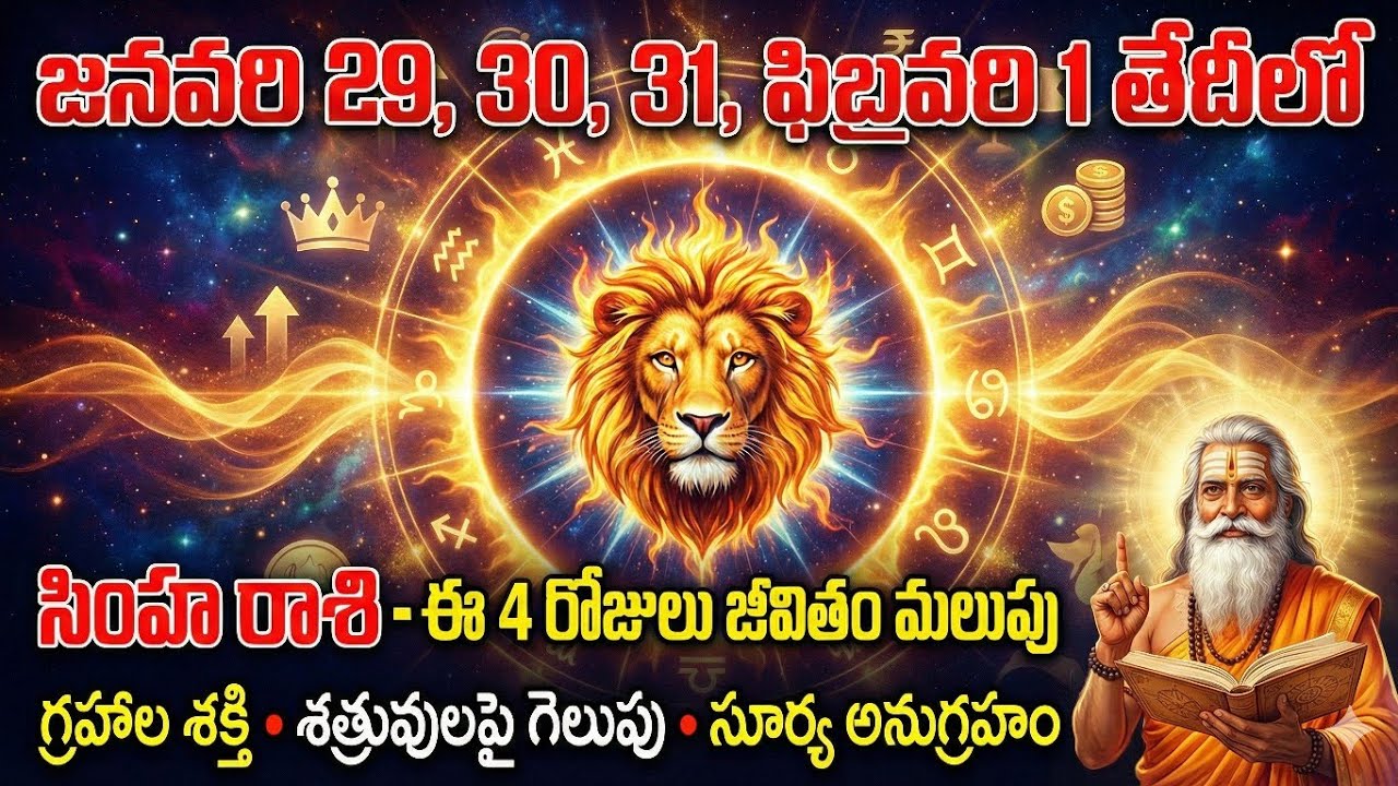 సింహ రాశి రాశిఫలాలు | Jan 29–Feb 1 | ఈ 4 రోజులు జీవితం మలుపు | Leo Horoscope Telugu