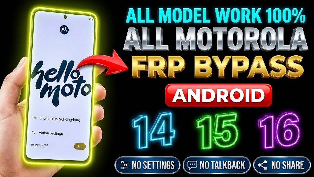 🔥 Motorola Moto FRP Bypass 2026 | Android 14/15/16 | Google Lock Fix | Latest Method | No PC