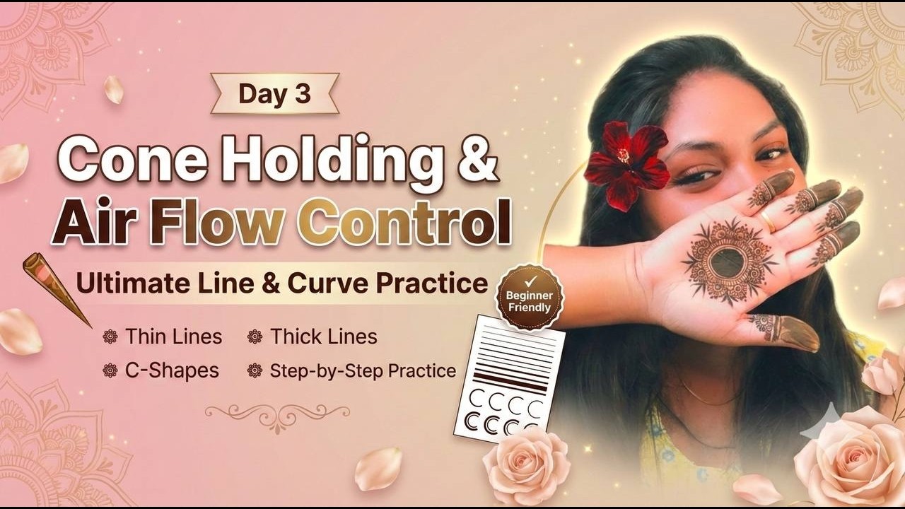 Day 3 – Beginner Mehndi Practice | Basic Patterns & Line Control ✨