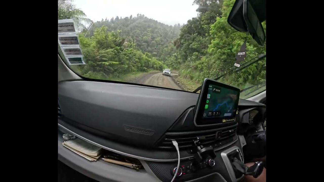Camper Van view a road less traveled. Tapu, Waikato region New Zealand