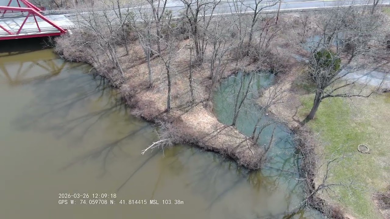 Wallkill River UAV Flight by the Red Bridge (Route 32) in New Paltz, NY