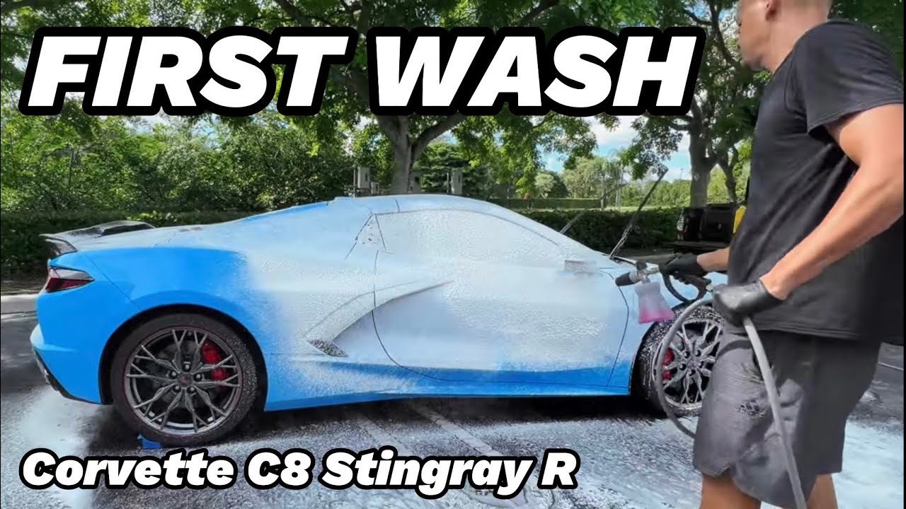 A BRAND NEW Chevrolet CORVETTE Convertible 3LT C8 Stingray R gets its FIRST WASH!