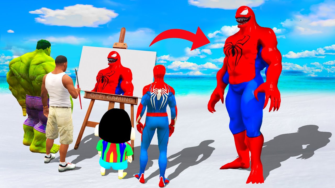 GTA 5 | GTA5 BUT WHATEVER SPIDER VENOM SHINCHAN, FRANKLIN & HULK DRAWS COMES TO REAL LIFE