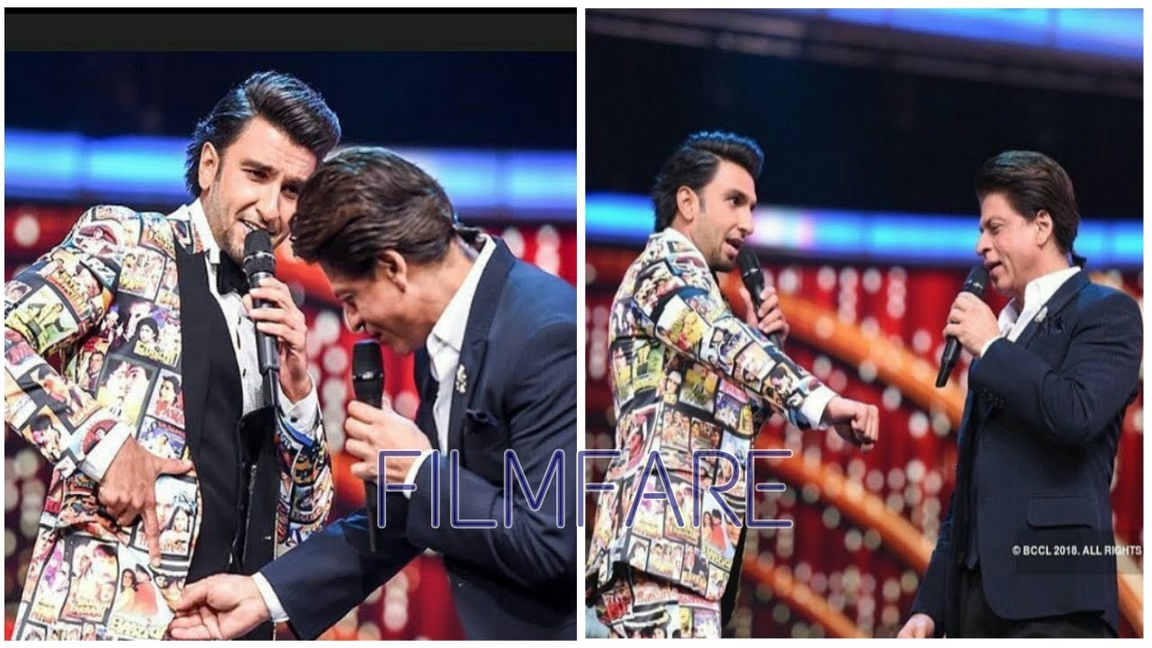 Shahrukh khan & Ranveer Singh onstage masti at jio Filmfare awards 2018 - Bollywood Cafe