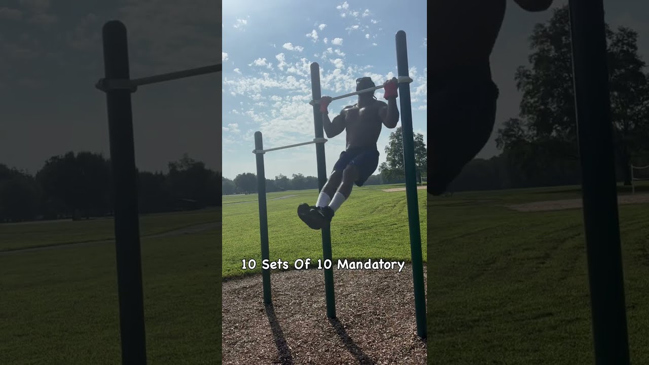 Prison Style Workout 10 Sets Of 10. #pullups #chinups #dips #streetworkout #sweaty #beginners #fyp 