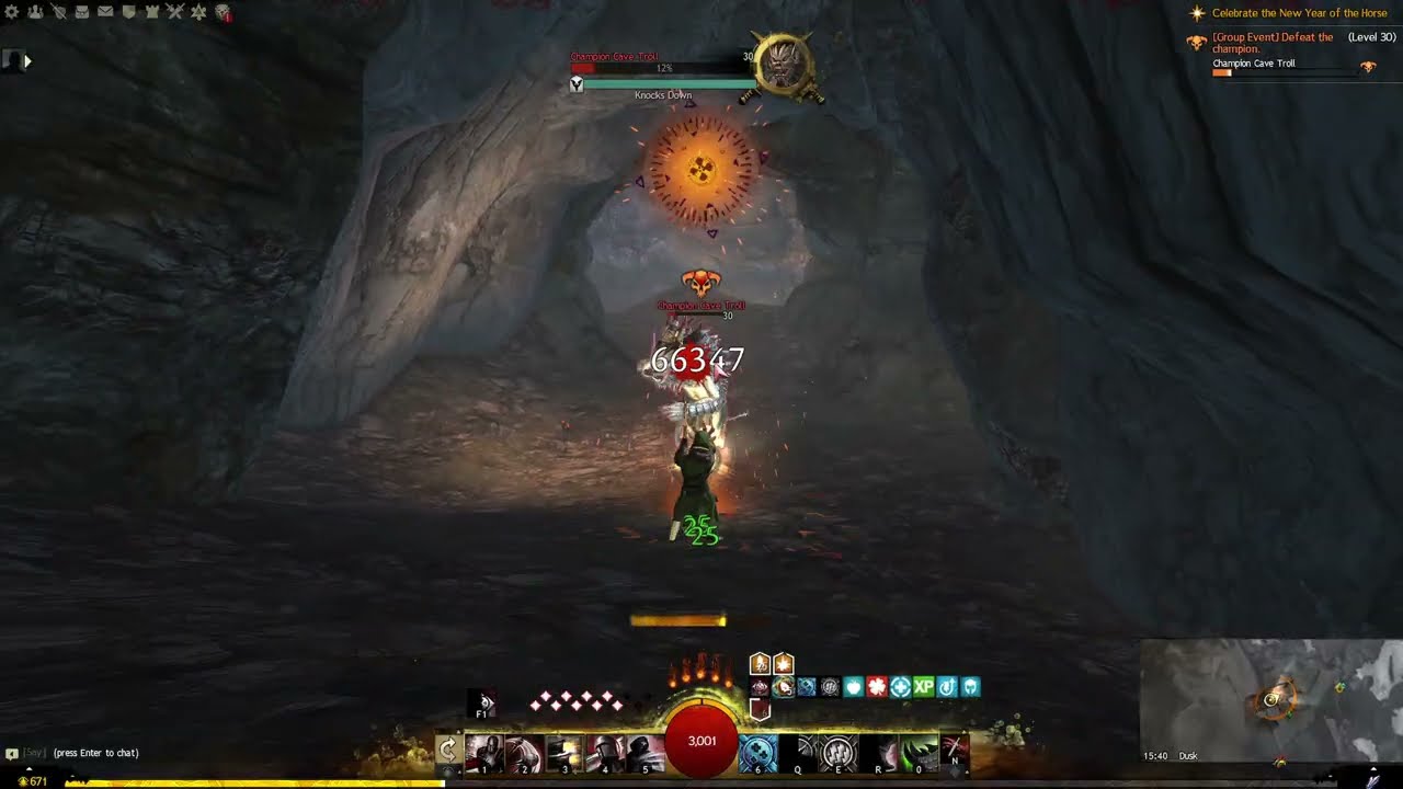 Guild Wars 2 - Soloing Ice Wurm and Cave Troll champions in Lornar's Pass with Dual-Pistol Deadeye