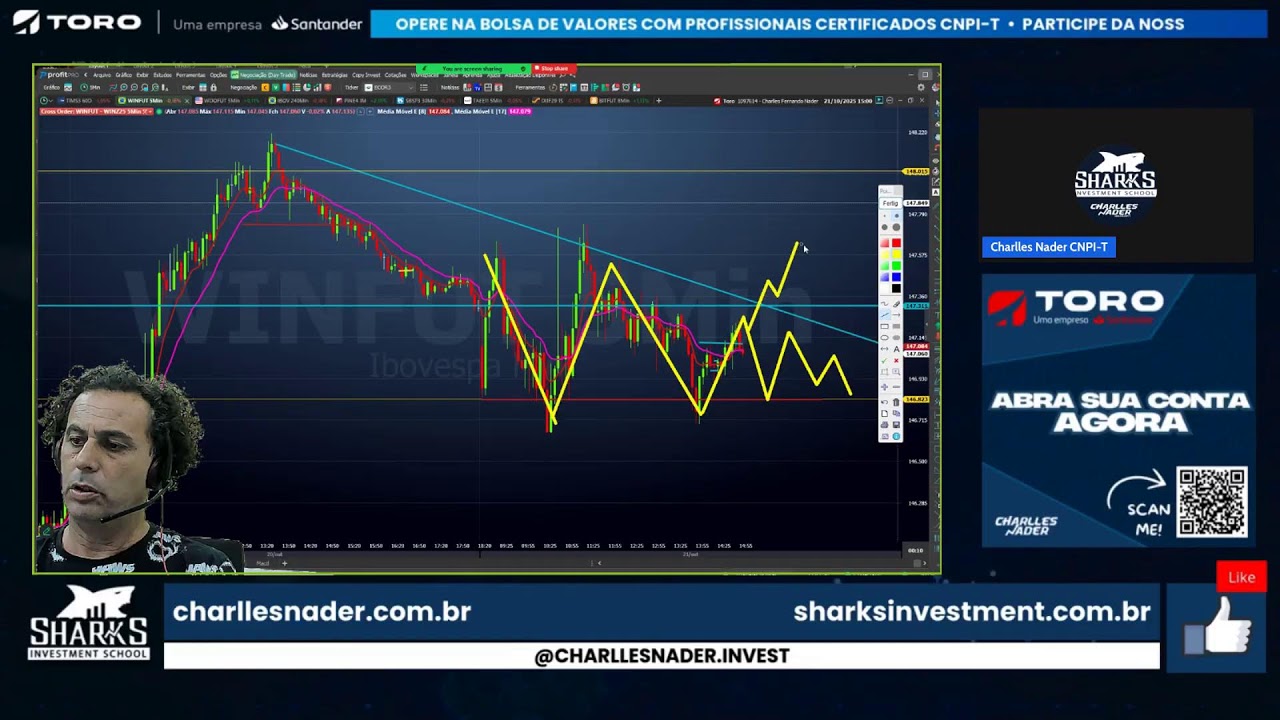 DAY TRADE AO VIVO - Roda de Pregão com Charlles Nader - 21/10/2025