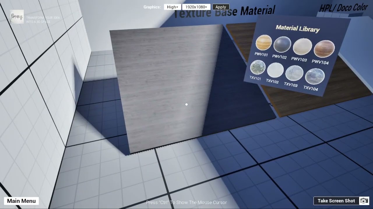 Virtual reality combination experience for interior