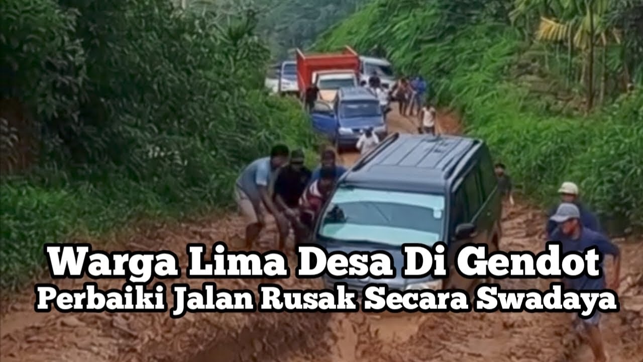 Warga Lima Desa Di Gendot Perbaiki Jalan Rusak Secara Swadaya