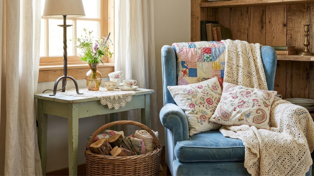 Shabby Chic Farmhouse Decor Ideas | Vintage Cottage Style with Gingham & Pastel Charm