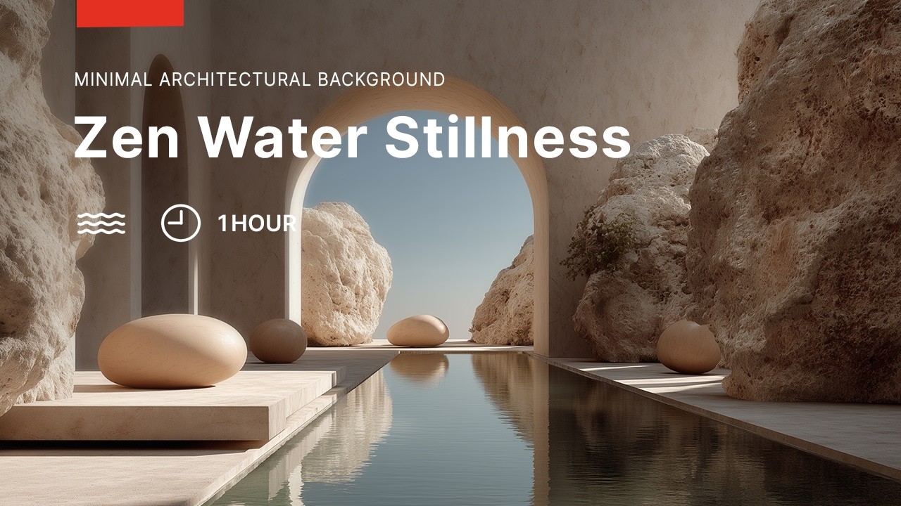 Zen Water Stillness | Minimal Architectural Background - 1 Hour Ambient Visual