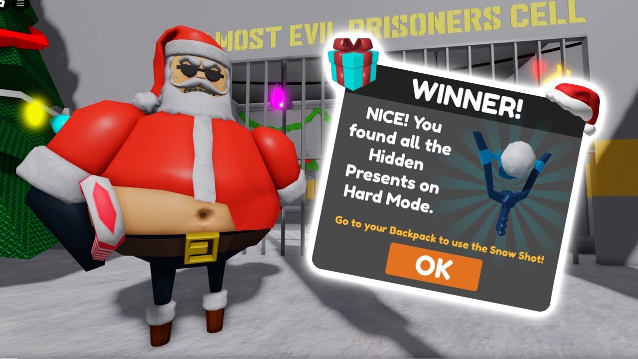 Find ALL Hidden PRESENTS! CHRISTMAS BARRY'S PRISON RUN! HARD MODE! 