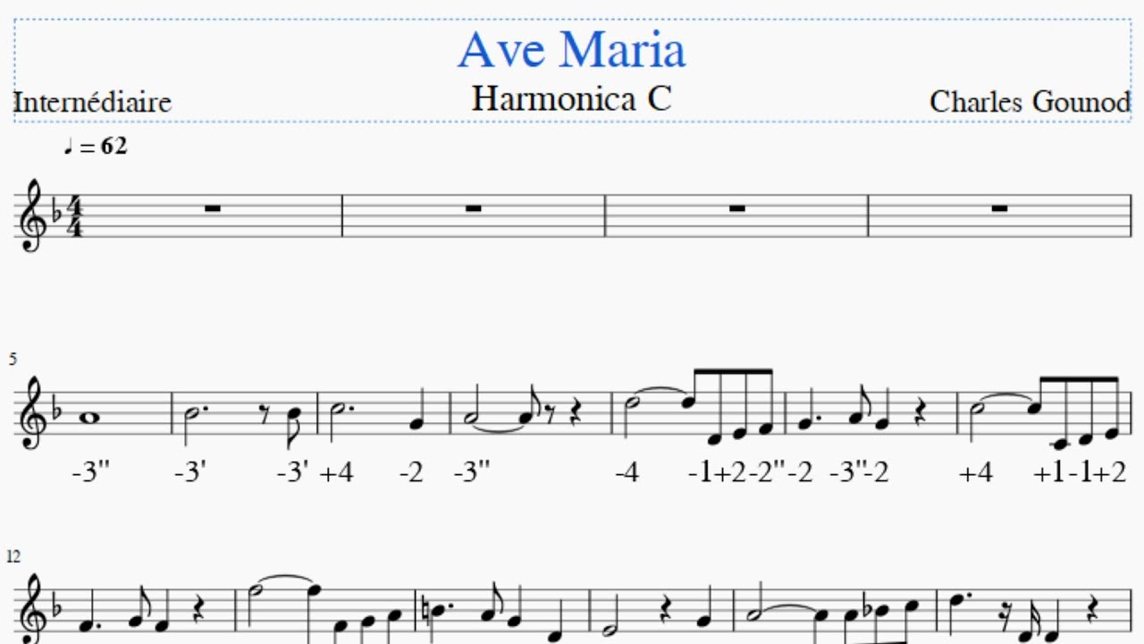 Ave Maria - harmonica C - Niveau intermédiaire
